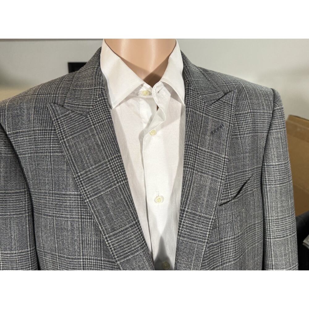 New with Tags Tom Ford Prince of Wales Houndstooth Gray Blazer 54 44R Peak Lapel - Picture 10 of 15